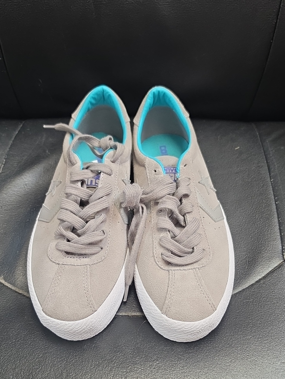 Converse Gray Suede Low-Top Sneakers with Teal Lining